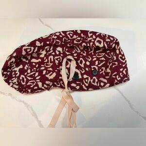 Red and Cream Satin Lined Patterned Scrub Cap